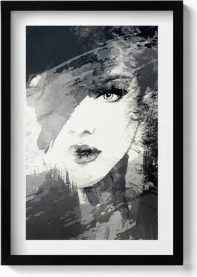 Produktbild von Frau im Aquarellstil– Wandbild mit Rahmen – Gerahmtes Bild  – Wanddekoration – 40x60 cm –  Schwarz