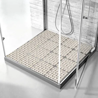 Image de Tapis de douche antidérapant, 60x60 cm, couleur kaki, avec ventouses, pliable et découpable