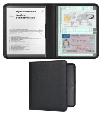 Productafbeelding van Documentenmap voor voertuig, autodoorzicht, hoes van Polyurethanleer, zwart