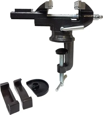 Immagine prodotto di 80 mm - Morsa da banco con ganasce di protezione | Morsa da banco con tavola girevole a 360° | Morsa da banco [colore nero] per il montaggio di banchi da lavoro | Banco da lavoro a incudine