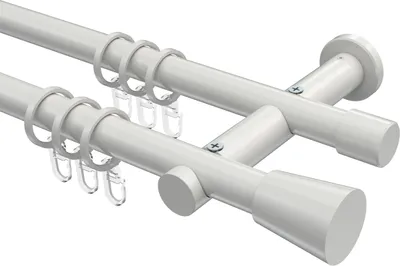 Produktbild von Interdeco Gardinenstange / Vorhangstange Weiß, Typ Platon Sitra (Konus), 20 mm Ø 2-läufig, 600 cm