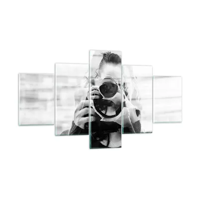 Produktbild von Bilder auf glas - 5 Teile - Fotograf Schwarzweiß Doppel - 125x70cm - Glasbilder - Wandbilder - Bilder - Wanddekoration aus Glas - Glas Bilder - Wandbild auf Glas - GEA125x70-4586