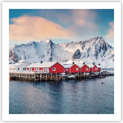 Produktbild von Poster - Poster ohne Rahmen - Lofoten Dorf Angeln - 60x60 cm - Wand Bild - Wanddeko - Wandbilder - Kunstposter - Wandposter - Bilder - Kunstdruck - Wanddekoration - Wandbild - P2XAC60x60-4762
