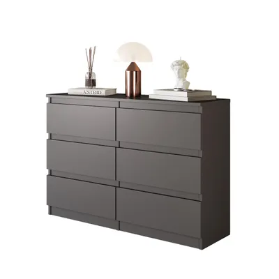 Immagine prodotto di Cassettiera / credenza con 6 cassetti - grigio antracite H71cm L100cm P33cm