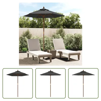 Image de The Living Store Parasol avec mât en bois Anthracite 196x231 cm
