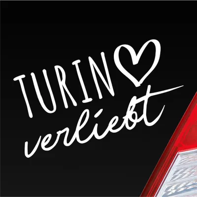 Produktbild von Auto Aufkleber Turin verliebt Herz Stadt Heimat Liebe Car 19x10 cm Weiss Matt Sticker Heckscheibenaufkleber