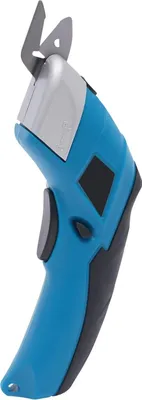 Obrázok produktu pre Elektrické nožnice – bezdrôtové, dobíjateľné – 2 čepele 45° a 75° – batéria 1500 mAh – nabíjačka EU – ABS a TPE – na látku a kožu – modrá/čierna
