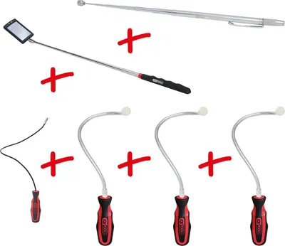 Produktbild von KS Tools Flexibler und Teleskop-Magnethalter und Inspektionsspiegel-Satz, 6-tlg