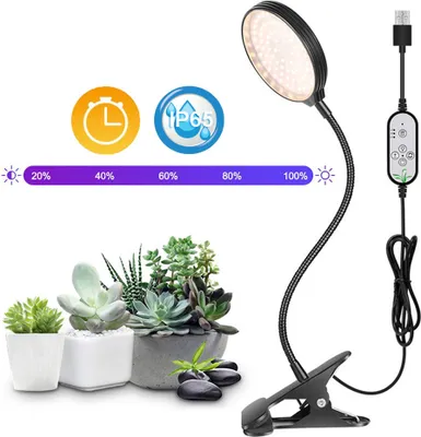 Zdjęcie produktu dla Lampa LED do roślin o pełnym spektrum, z możliwością ściemniania, klips do lampy IP65, lampa LED do uprawy roślin z timerem, szklarnia, rośliny doniczkowe (1 głowica lampy)