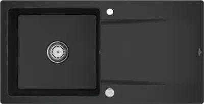 Produktbild von Villeroy & Boch 333602R7 Siluet 60 Einbauspüle mit Unterschrankbreite ab 60 cm Excenterbetätigung Pure Black - inkl.