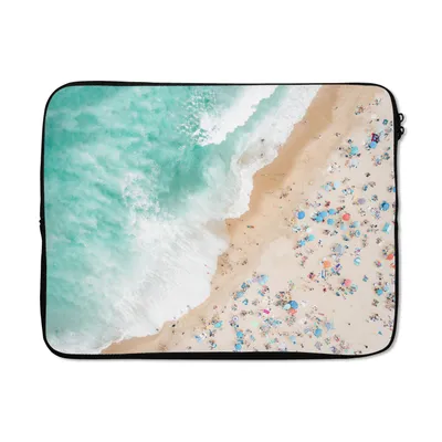 Produktbild von MuchoWow® Laptop Hülle 17 Zoll Laptoptasche Meer - Strand - Sonnenschirme - Sommer - Zipper - Schutzabdeckung