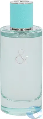 A clear, professional studio shot of a Tiffany & Co. Love Eau de Parfum spray bottle.