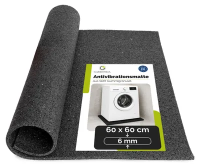Produktbild von Garronda Antivibrationsmatte 6 mm x 60 x 60 cm aus SBR Gummigranulat Waschmaschinenmatte und Trockner Unterlage Bodenschutzmatte mit Schall- und Vibrationsdämmung Antirutschmatte GD-0251