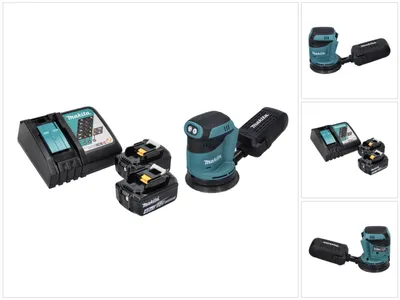 Produktbild von Makita DBO 180 RM Akku Exzenterschleifer 18 V 125 mm + 2x Akku 4,0 Ah + Ladegerät