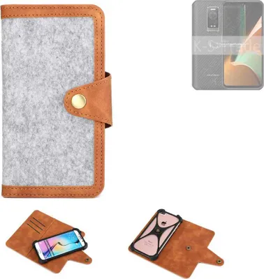 Produktbild von K-S-Trade Handyhülle kompatibel mit Ulefone Armor 17 Pro Schutzhülle Filz-Hülle Kunst-Leder hellgrau braun (1x)