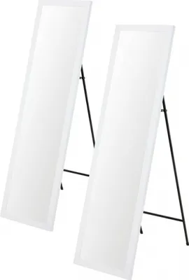 Produktbild von 2x Spiegel Standspiegel Ganzkörperspiegel Ankleidespiegel stehend 125 cm Weiß