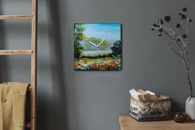 Produktbild von Coloray Hodiny Unikátní 30x30 cm  Tiché hodiny Pro obývací pokoj a kuchyň Nástěnné hodiny Plátno Bílé ručičky hodin - Květy stromů