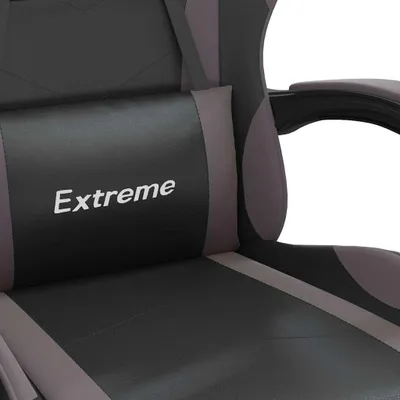 Image de vidaXL Chaise de jeu avec repose-pieds Noir et gris Similicuir