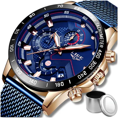Zdjęcie produktu dla Zegarek Męski Lige Klasyczny Elegancki Chronograf Datownik 4 Kolory+Pudełko