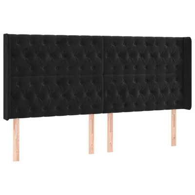 Produktbild von Kopfteil mit Ohren Schwarz 203x16x118/128 cm Samt