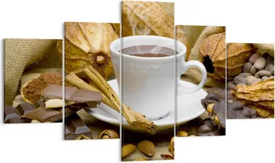 Produktbild von Bild auf Leinwand - Leinwandbild - Tasse Schokolade trinken Kakao - 125x70cm - Wand Bild - Wanddeko - Leinwanddruck - Bilder - Kunstdruck - Wanddekoration - Leinwand bilder - Wandkunst - EA125x70-2480