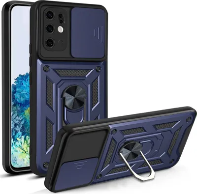 Image de Galaxy S20+ Plus Housse avec rotation à 360° Anneau magnétique Support de béquille Dia Protection appareil photo TPU Bumper Silicone Housse de protection pour Samsung Galaxy S20 Plus Bleu