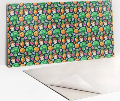 Produktbild von Dekorative PVC Wandpaneele - Küchenpaneele Rückwand hart Innenwand - 100 x 50 - Cartoongemüse