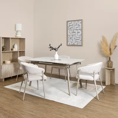 Image de Table - HOME DECO FACTORY - Pietra - Extensible - Céramique - Beige