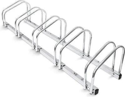 Produktbild von Fahrradständer für 5 Fahrräder silber 26x100x32cm Bodenmontage