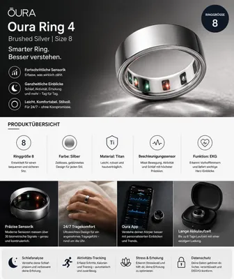 Produktbild von Oura Ring 4 älysormus, Silver, koko 8