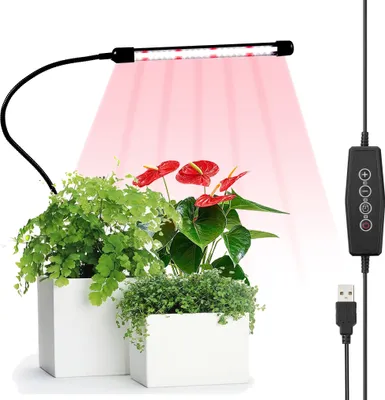 Obrázok produktu pre 44cm LED Grow Lamp s časovačom nastavenia 4/8/12H, stmievateľná 5 úrovní vnútorná lampa na rastliny USB Led Gooseneck Plant Light pre izbové rastliny