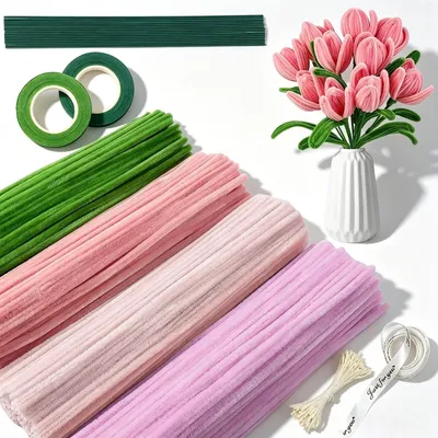 Produktbild von Pfeifenreiniger Set 400 Stück, 30 cm Chenillendraht, 4 Farben, für Basteln