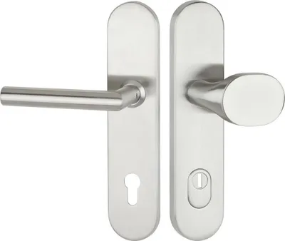 Produktbild von Hermat Langschild-Garnitur 1802 BASIC 02 ZA (Ausführung: Klinke-Knauf, Entfernung: 92 mm) Ausführung: Klinke-Knauf Entfernung: 92 mm