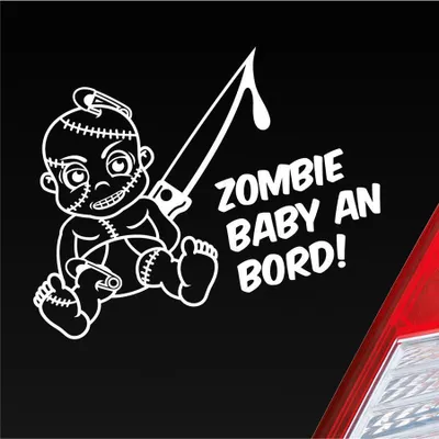 Produktbild von Auto Aufkleber Zombie Baby an Bord on Tour witzig 30x20 cm Weiss Glanz Sticker Heckscheibenaufkleber