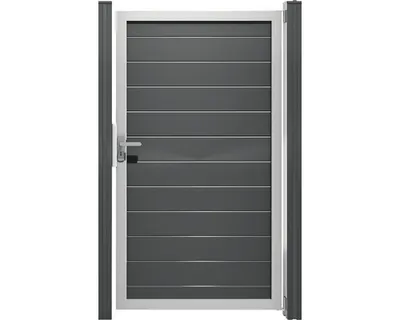 Produktbild von Einzeltor GroJa Lumino vormontiert ohne Pfosten Rahmen silber 100 x 180 cm anthrazit