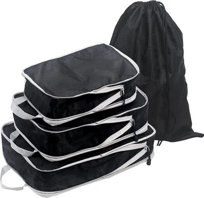 Produktbild von Famanu Packing Cubes Kompressions-Packwürfel - 4-teilig, schwarz, ultraleicht, wasserabweisend
