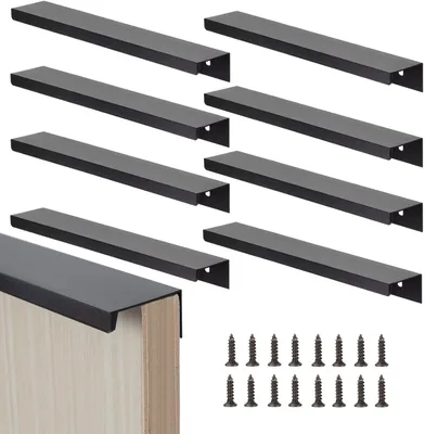 Produktbild von Möbelgriffe 200 mm, 8 Stück, Schwarz, Versenkt, für Küche und Schränke