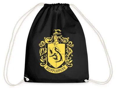 Produktbild von Spreadshirt Harry Potter Hufflepuff Wappen Turnbeutel, One size, Schwarz