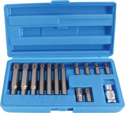 Immagine prodotto di Set di punte ribe (30, 75 mm) set di chiavi a bussola 14 pezzi (m5 m6 m7 m8 m9 m10 m12 m13 m14) + accoppiatore 1/2" pollici - corredi di punte a bussola