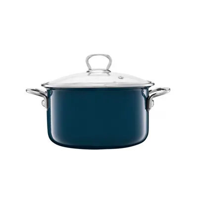 Obrázek produktu pro TOPF Smaltovaný hrnec s poklicí 1,3 l Indukční retro hrnec OLKUSZ STEEL PLUS