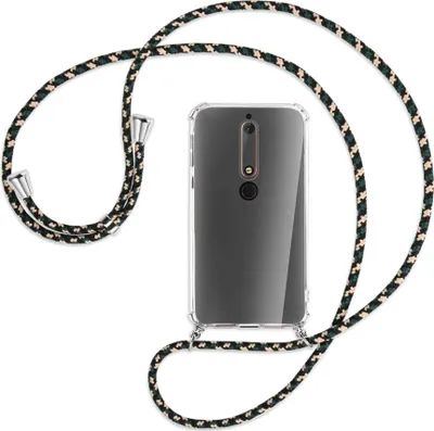 Produktbild von Handykette Backcover-Schutzhülle mit Band (Metall silberfarben) für Nokia 6.1 - camouflage