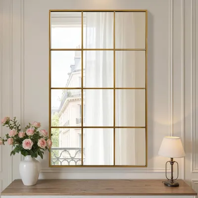 Zdjęcie produktu dla Lustro ścienne, 120 x 75 cm, rama aluminiowa, kolor brązowy, do użytku wewnątrz i na zewnątrz