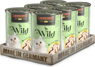 Produktbild von LEONARDO Nassfutter für Katzen mit Wild & extra Filet 6x400g