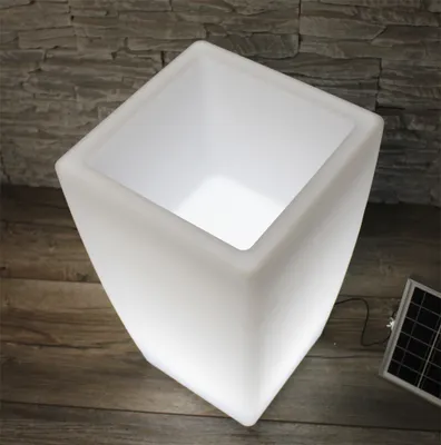 Produktbild von Solar Blumenkübel 50x30 cm LED RGB Blumentopf modern eckig Pflanzkübel modern Außenlampe