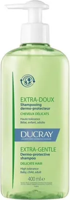 A bottle of Ducray Extra-Gentle Dermo-Protective Shampoo.
