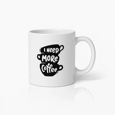 Produktbild von Tasse „I NEED MORE Coffee" – lustiger Spruch, Geschenk für Kaffeeliebhaber, Keramik 330 ml, Kaffeebecher