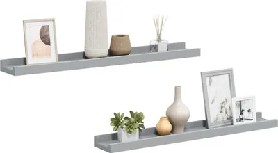 Image de vidaXL Baguettes à tableaux 2 pcs. Gris 60x9x3 cm MDF