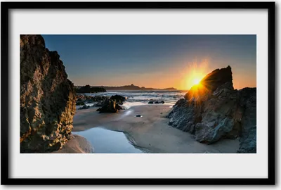 Produktbild von Bild 60x40 MDF-Rahmen Wandkunst Rock Beach, Sonne, Landschaft