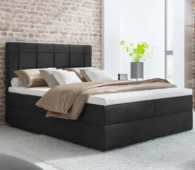 Produktbild von Posteľ Bari 3 box spring 140x200, posteľ box spring s lamelovým roštom, matrac Bonell a topper - vaša pohodlná manželská posteľ!" Grafit