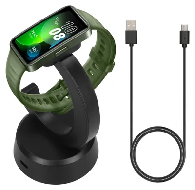 Produktbild von kwmobile USB Ladegerät kompatibel mit Huawei Band 10 / Honor Band 9 / Band 7 / Band 6 / OPPO Band 2 - USB Kabel Charger Stand - Smart Watch
